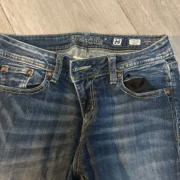 Miss Me Blue Skinny Jeans with Vintage Fading - Picture 3 of 10